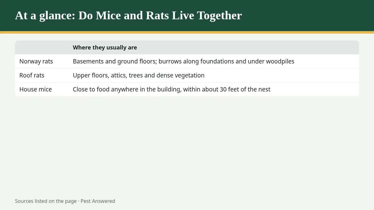 Summary graphic: Do Mice and Rats Live Together? Rarely Side by Side, but You Can Have Both