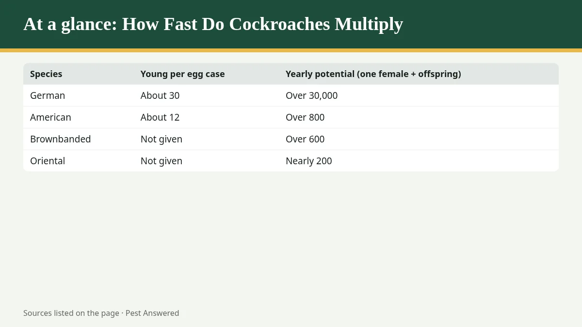 Summary graphic: How Fast Do Cockroaches Multiply? Real Numbers by Species